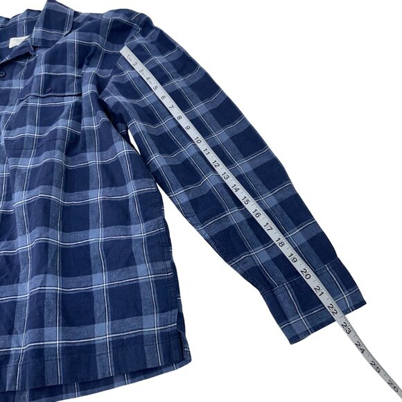 American Eagle Mens Navy Blue Plaid Button-Down Shirt SZ M Long Sleeve Cotton - Picture 5 of 10